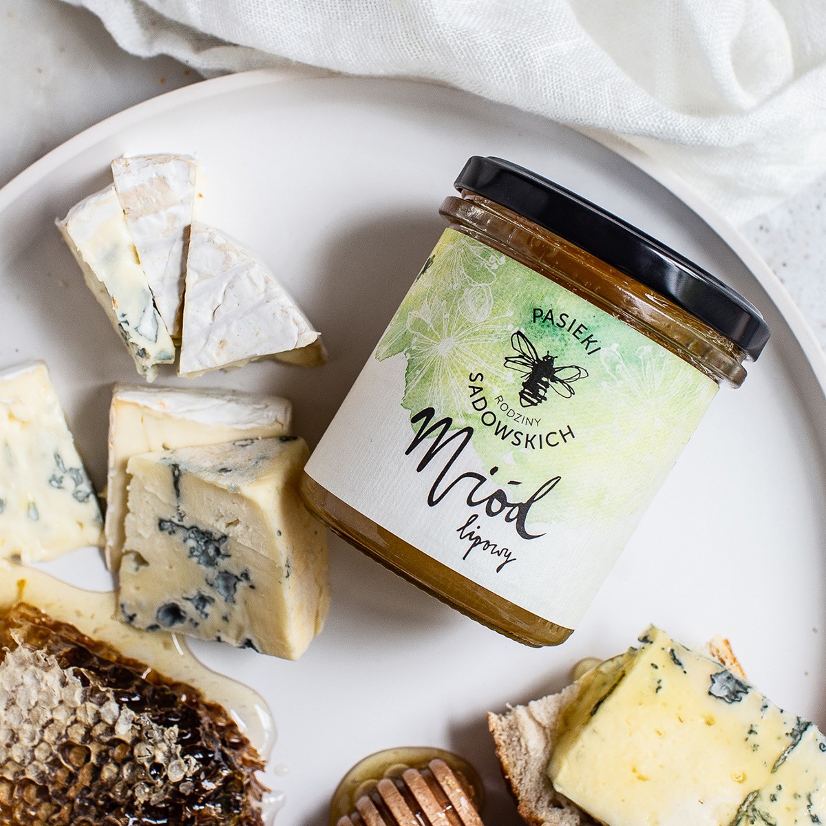 Miód lipowy świeży 2025 | 450 g | Pasieki Sadowskich – aromat kwiatu lipy