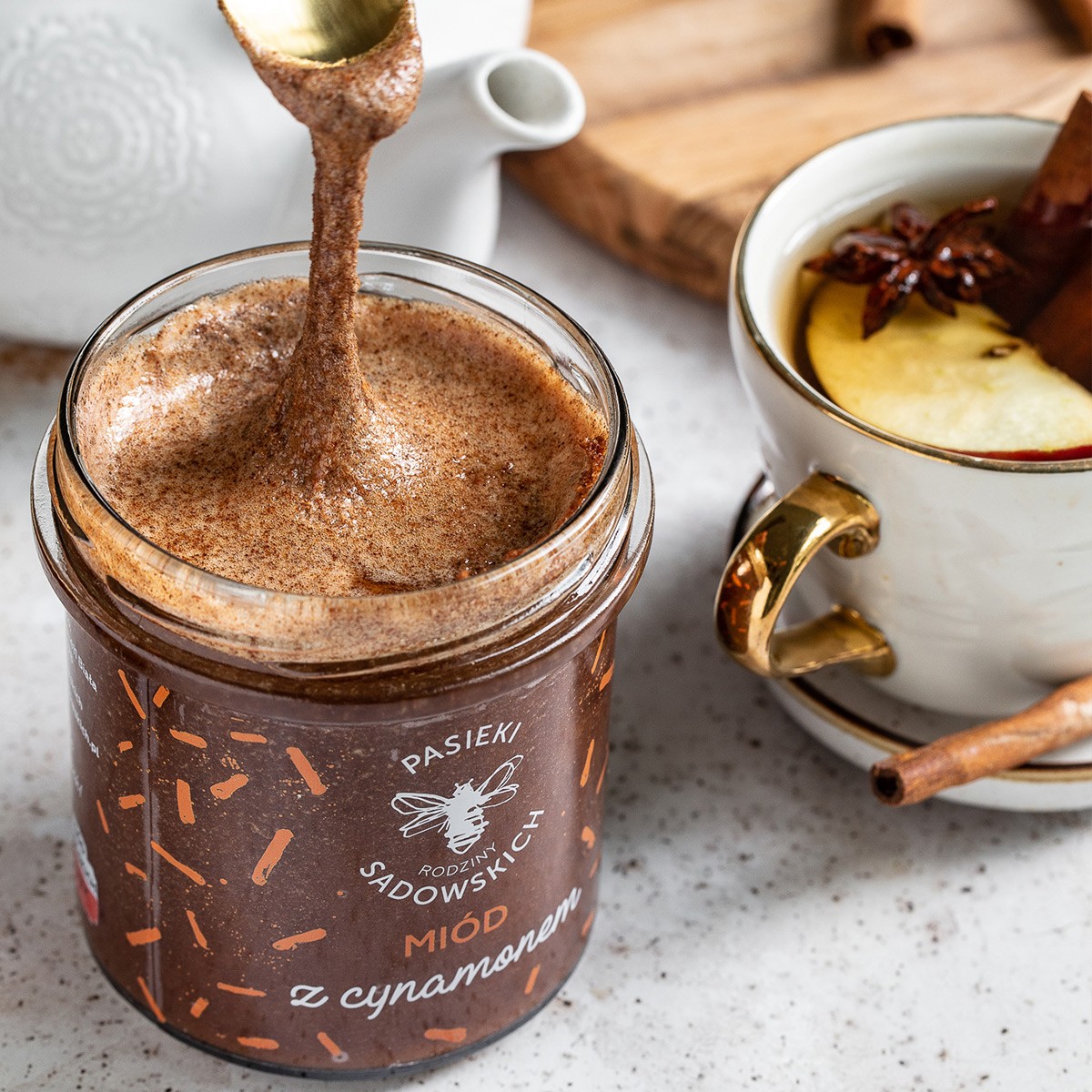 Miód z cynamonem | 430 g | rozgrzewająca klasyka w słodkiej odsłonie Pasieki Sadowskich