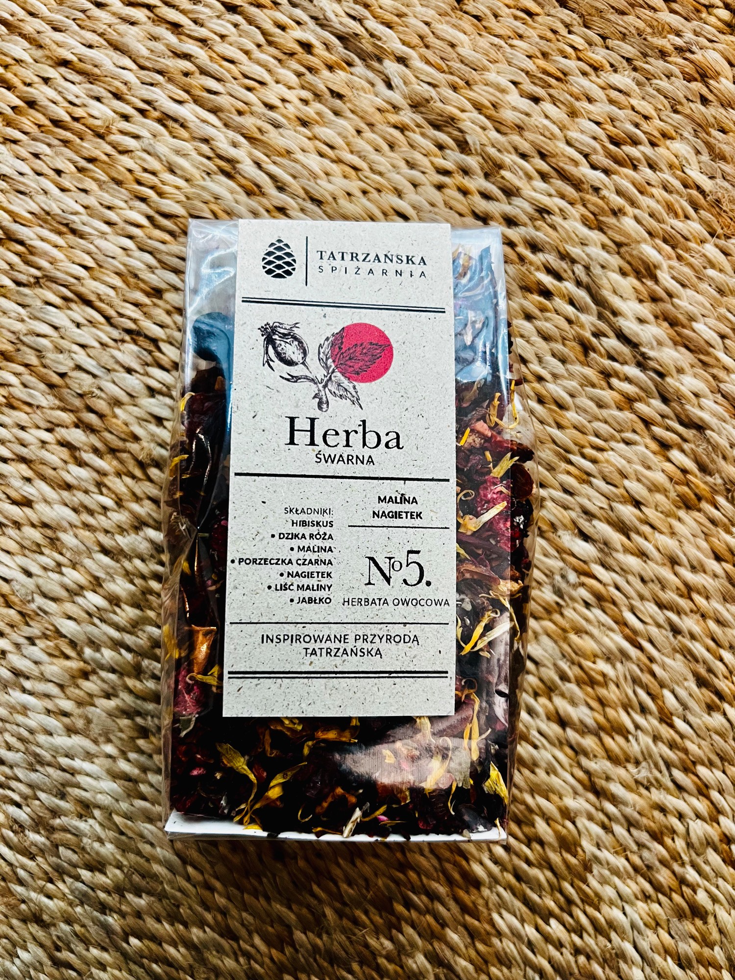 Herbata ŚWARNA – owocowa z dziką różą i maliną | 100 g | Tatrzańska Spiżarnia