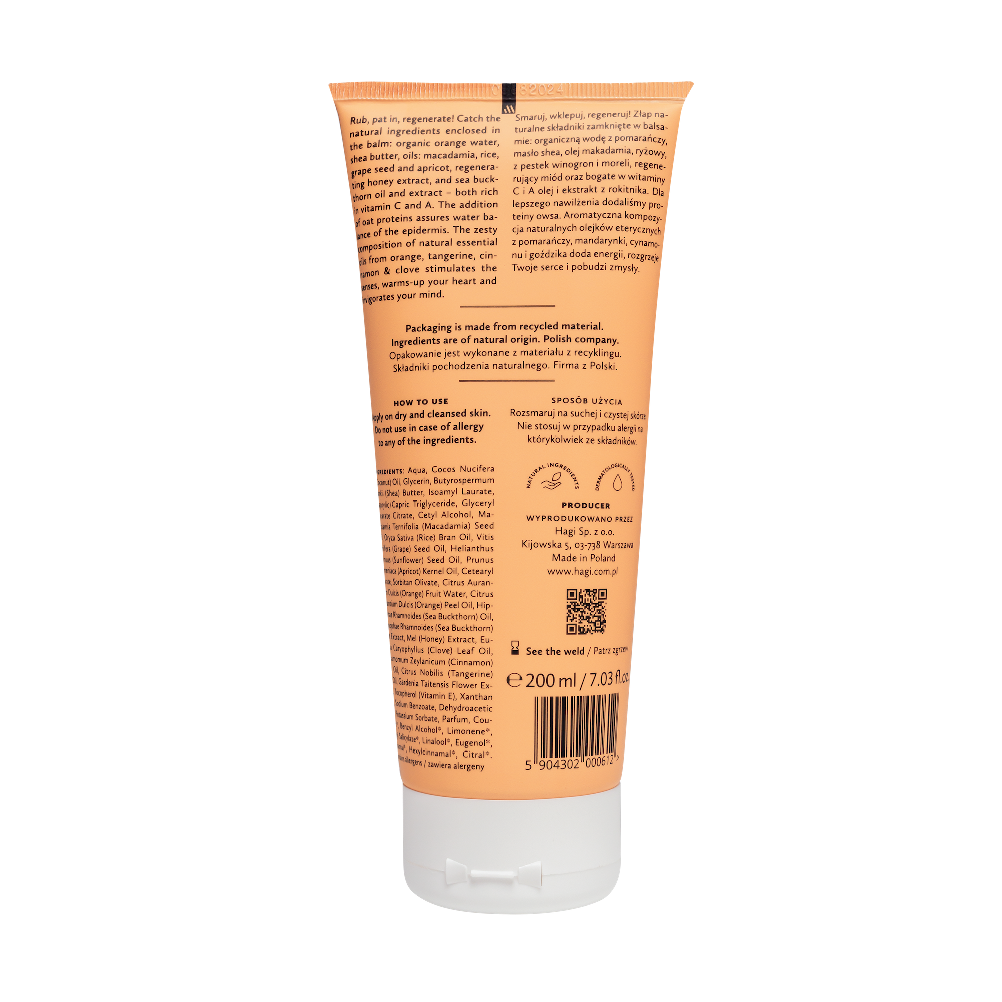 Regenerujący balsam do ciała Korzenna Pomarańcza | Hagi