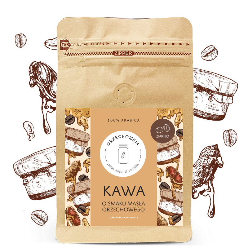 Kawa o smaku masła orzechowego ziarno | 200g | Orzechownia