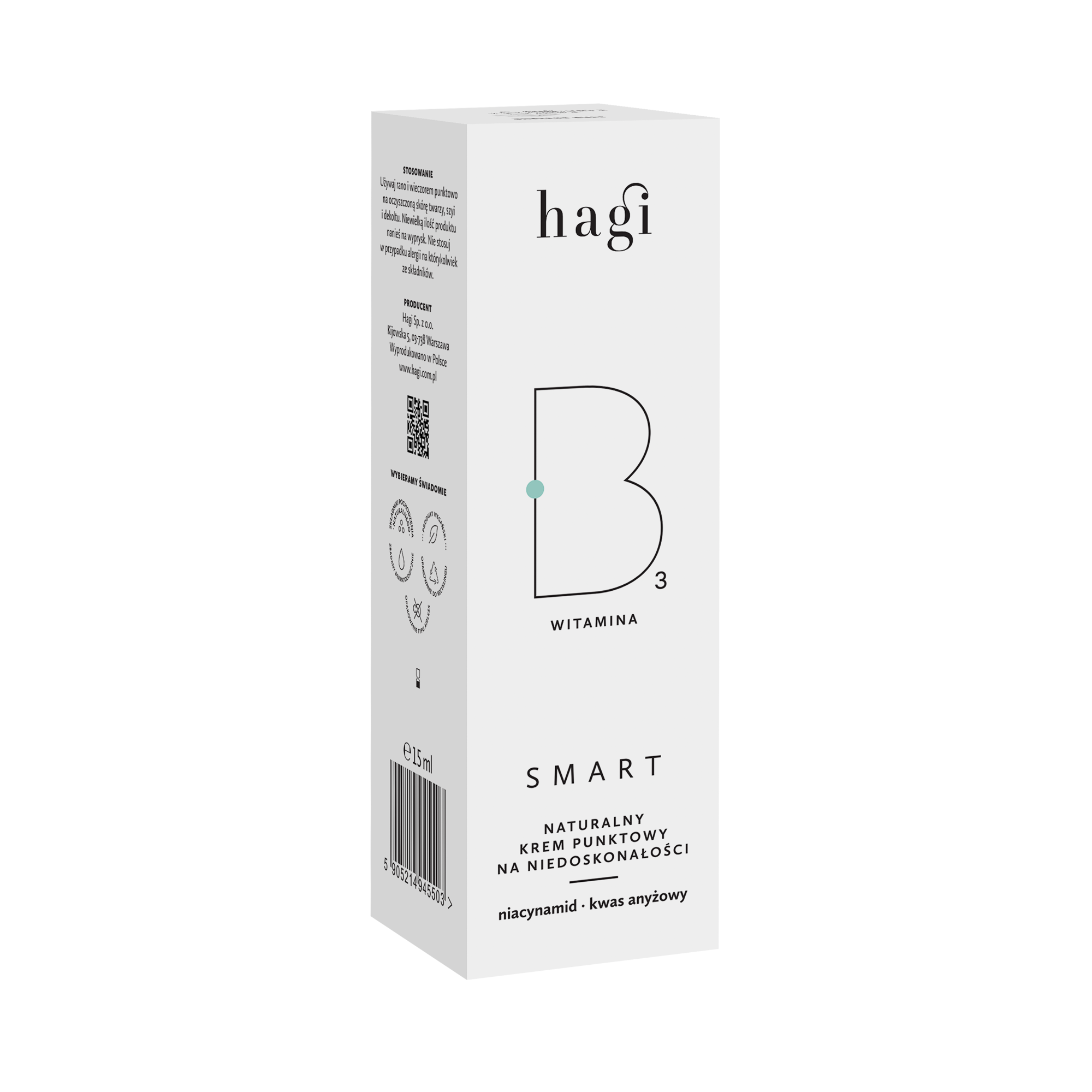 Smart B – krem punktowy na niedoskonałości do cery tłustej i trądzikowej | 15 ml | Hagi