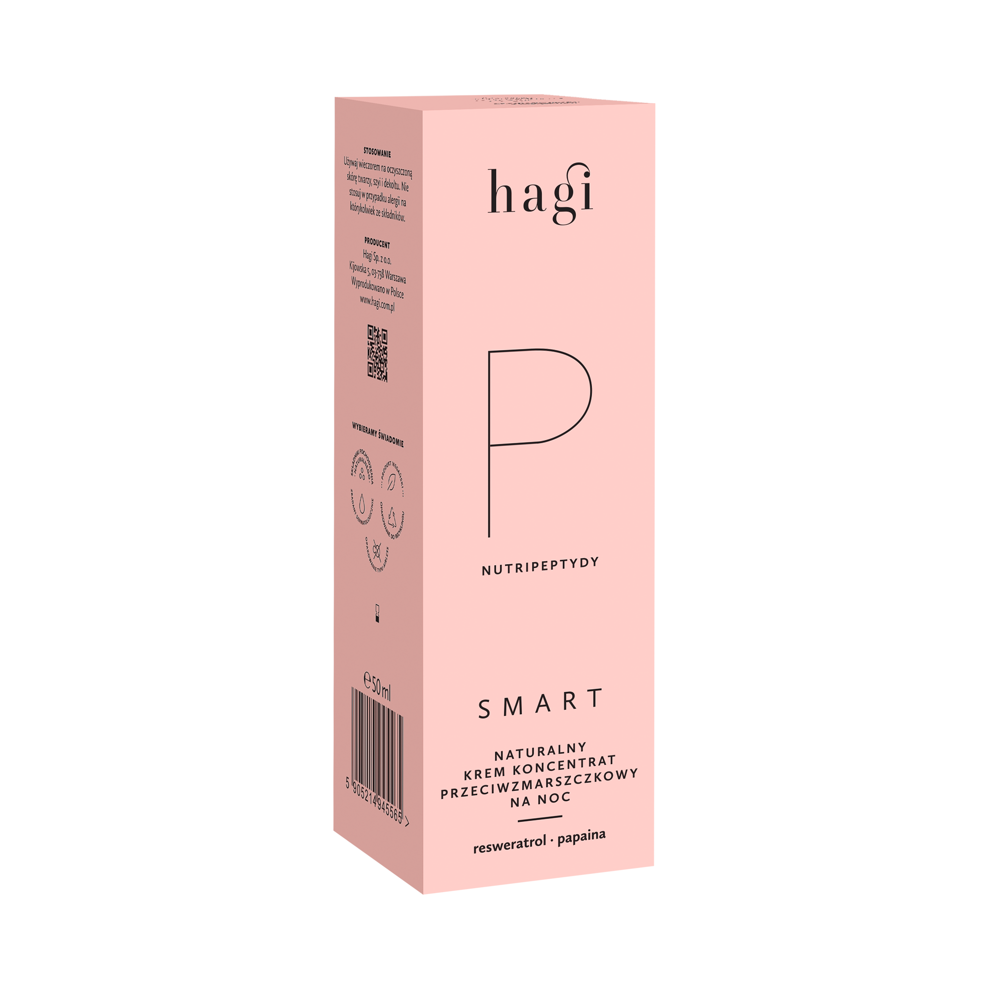 Smart P – naturalny krem przeciwzmarszczkowy na noc z nutripeptydami | 50 ml | Hagi