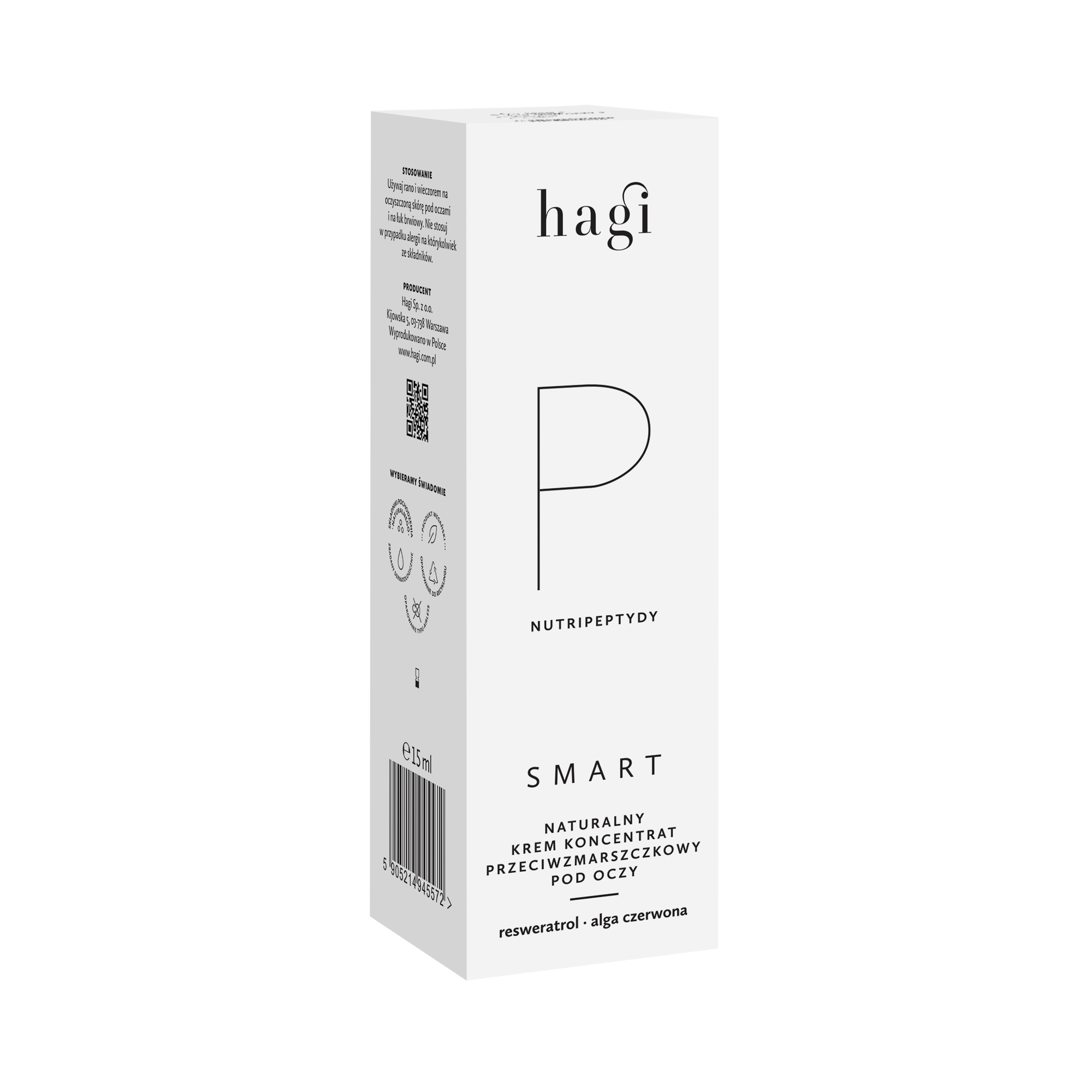 Smart P – naturalny krem pod oczy przeciwzmarszczkowy z peptydami i resweratrolem | 15 ml | Hagi