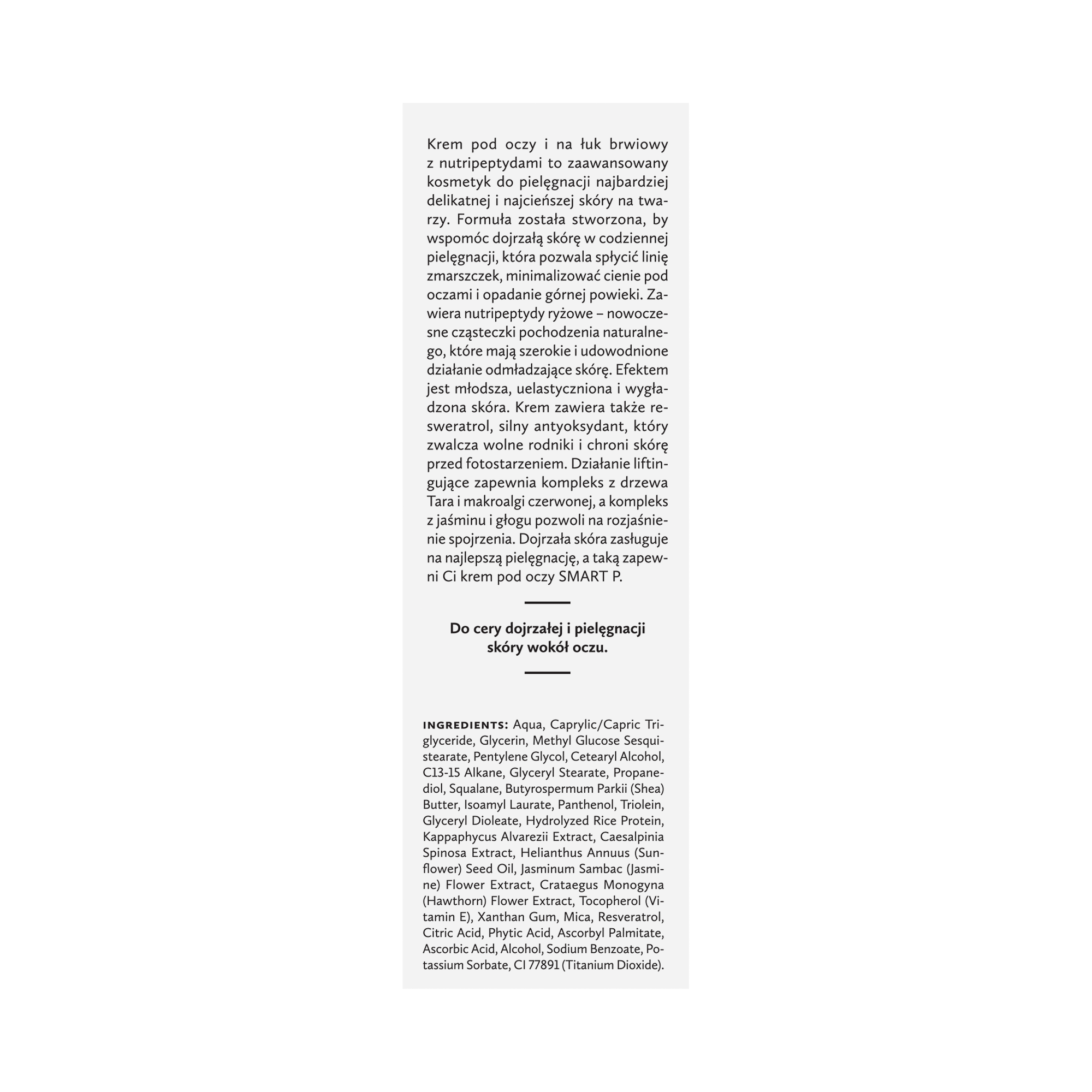 Smart P – naturalny krem pod oczy przeciwzmarszczkowy z peptydami i resweratrolem | 15 ml | Hagi