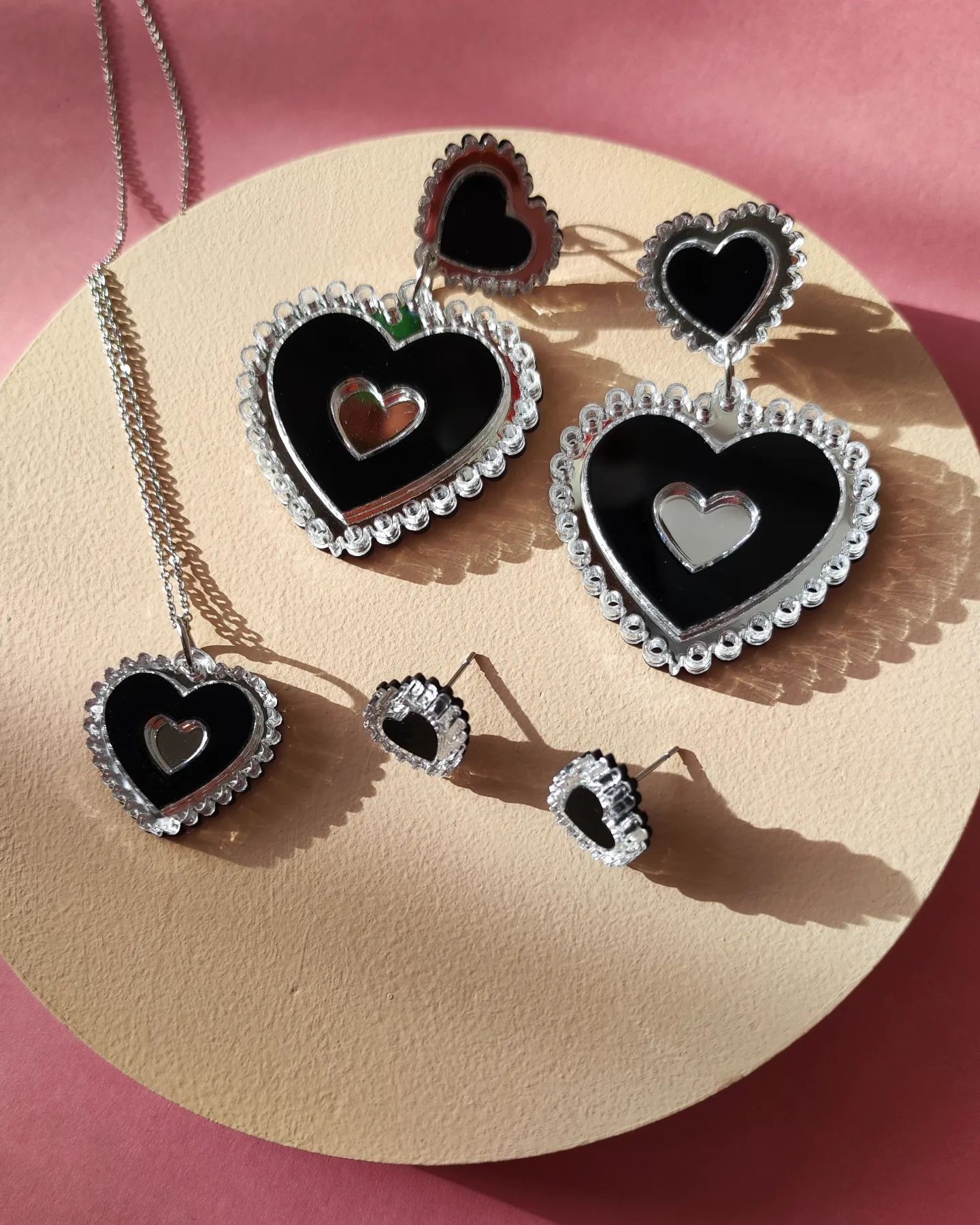 Kolczyki Amour Maxi Czarno Srebrne | Biszka