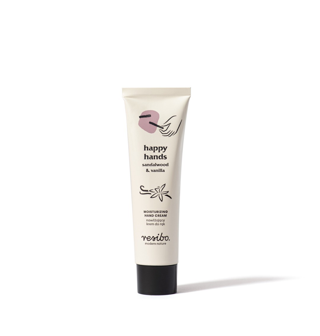 Happy Hands nawilżający krem do rąk drzewo sandałowe & wanilia | 50ml | Resibo