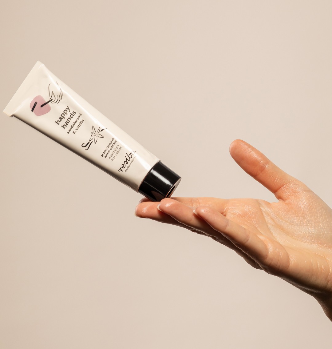 Happy Hands nawilżający krem do rąk drzewo sandałowe & wanilia | 50ml | Resibo