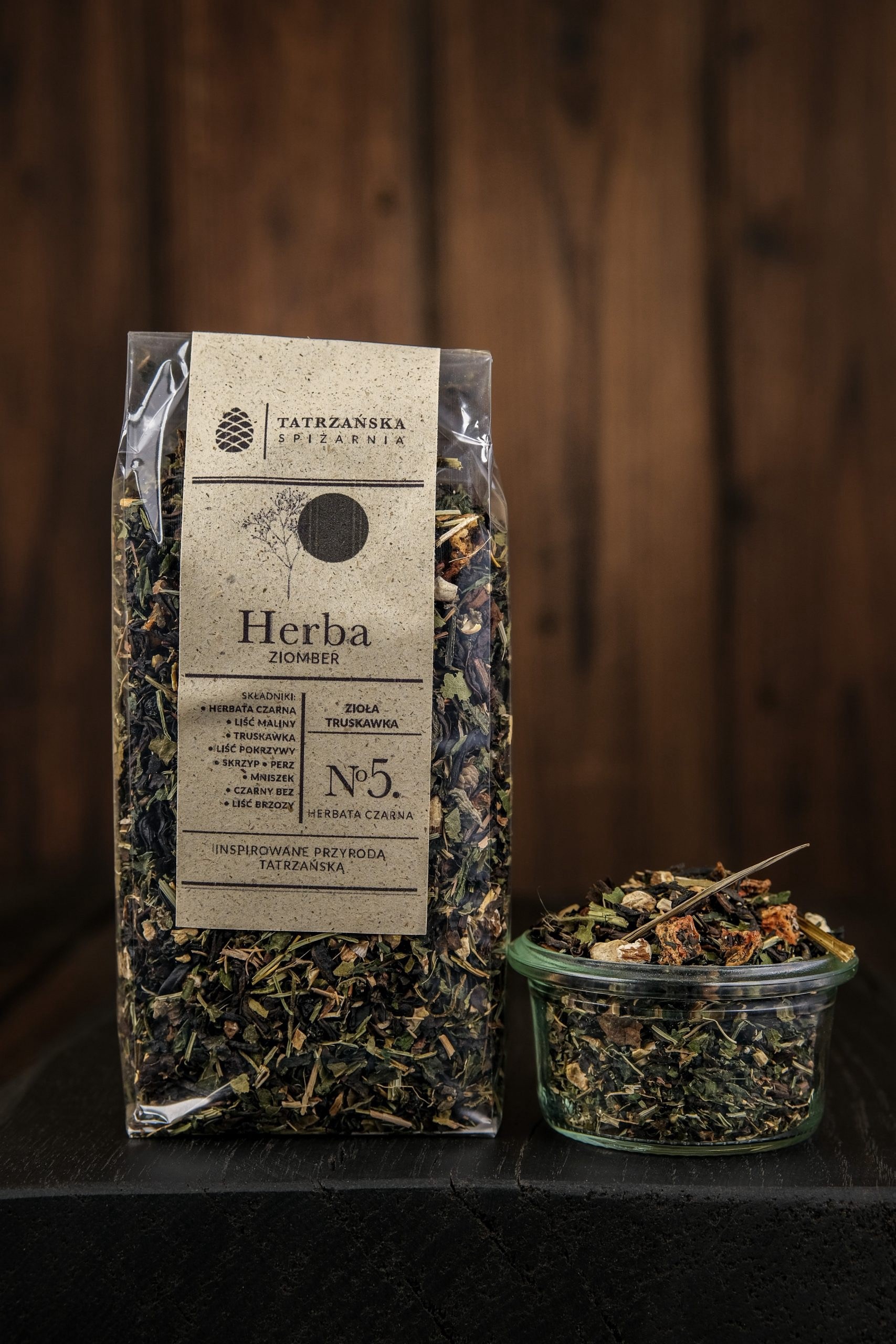 Herbata ZIOMBER – czarna z ziołami i truskawką | 100 g | Tatrzańska Spiżarnia