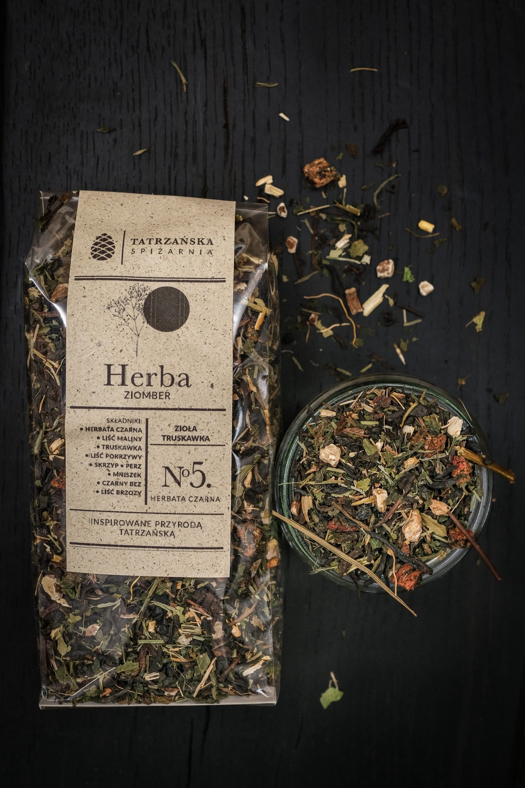 Herbata ZIOMBER – czarna z ziołami i truskawką | 100 g | Tatrzańska Spiżarnia