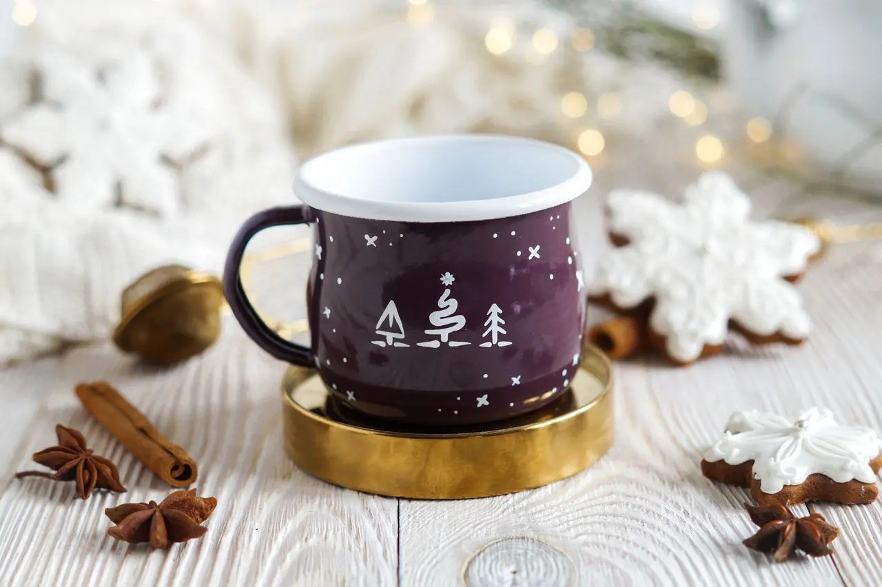 Świąteczny Kubek Emaliowany Fioletowy | 330ml | Faramuszka