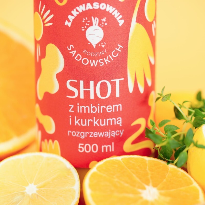 Shot z kurkumą i imbirem rozgrzewający | 500ml | Pasieki Sadowskich