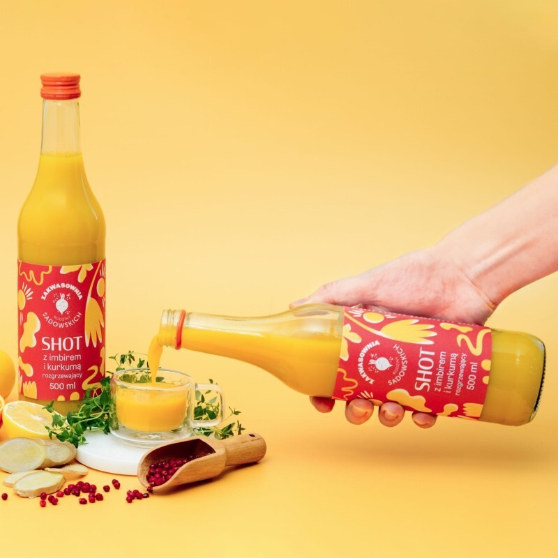 Shot z kurkumą i imbirem rozgrzewający | 500ml | Pasieki Sadowskich