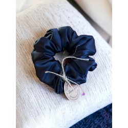 Jedwabna gumka do włosów scrunchie MAXI granatowa Dotyk Jedwabiu