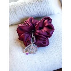 Jedwabna gumka do włosów scrunchie MAXI bordo Dotyk Jedwabiu