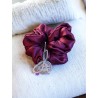 Jedwabna gumka do włosów scrunchie MAXI bordo Dotyk Jedwabiu