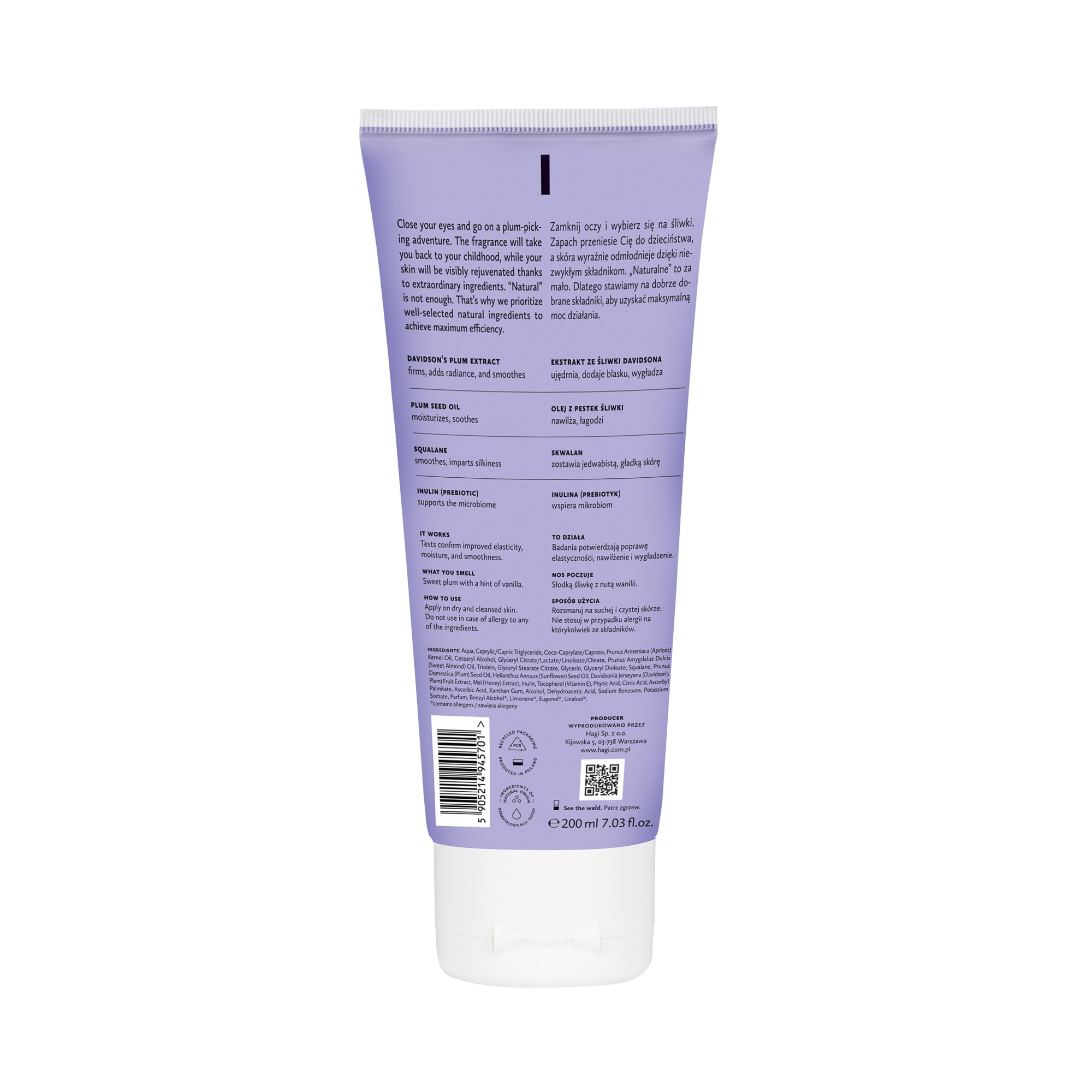 Wygładzający balsam do ciała Na Śliwki | Hagi