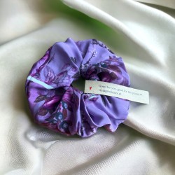 Jedwabna gumka do włosów scrunchie PREMIUM Purple Petal Parade