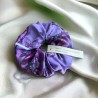Jedwabna gumka do włosów scrunchie PREMIUM Purple Petal Parade