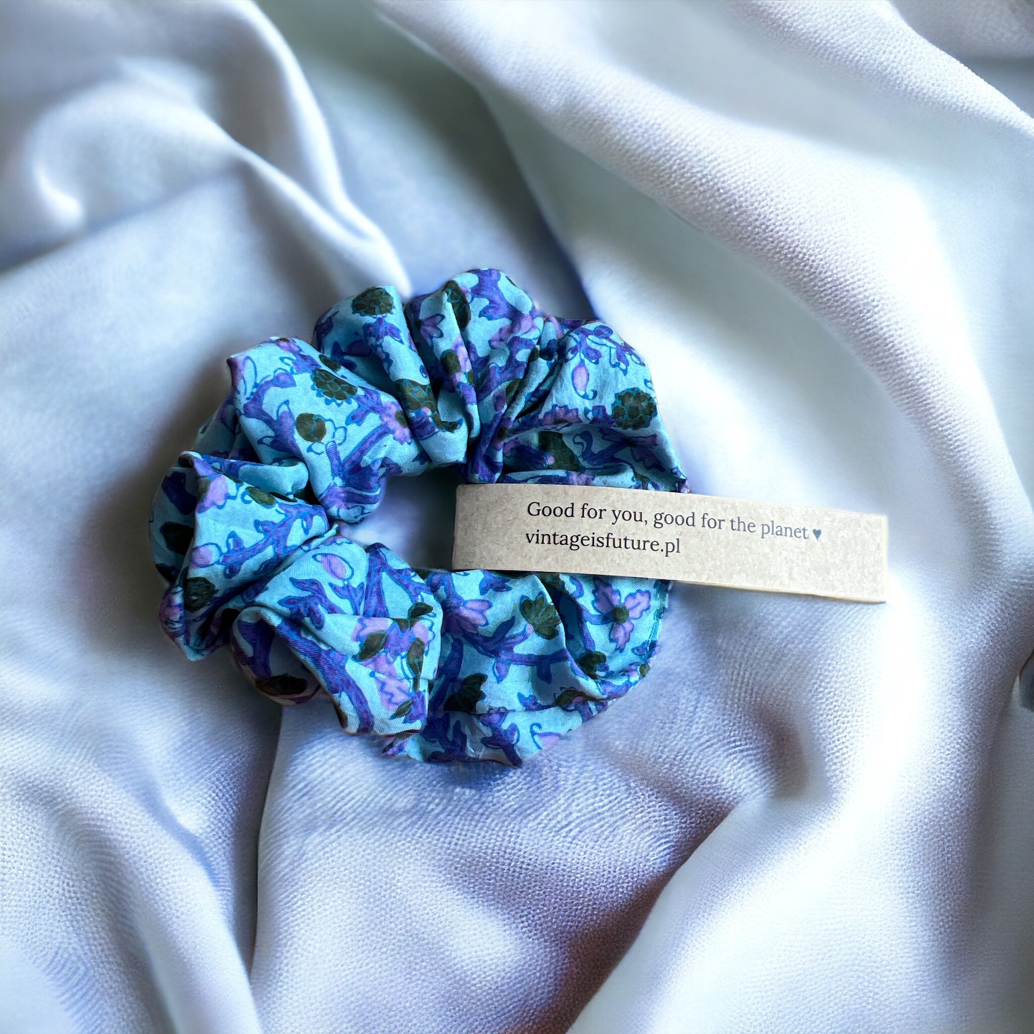 Jedwabna gumka do włosów scrunchie Bluebell Woodland