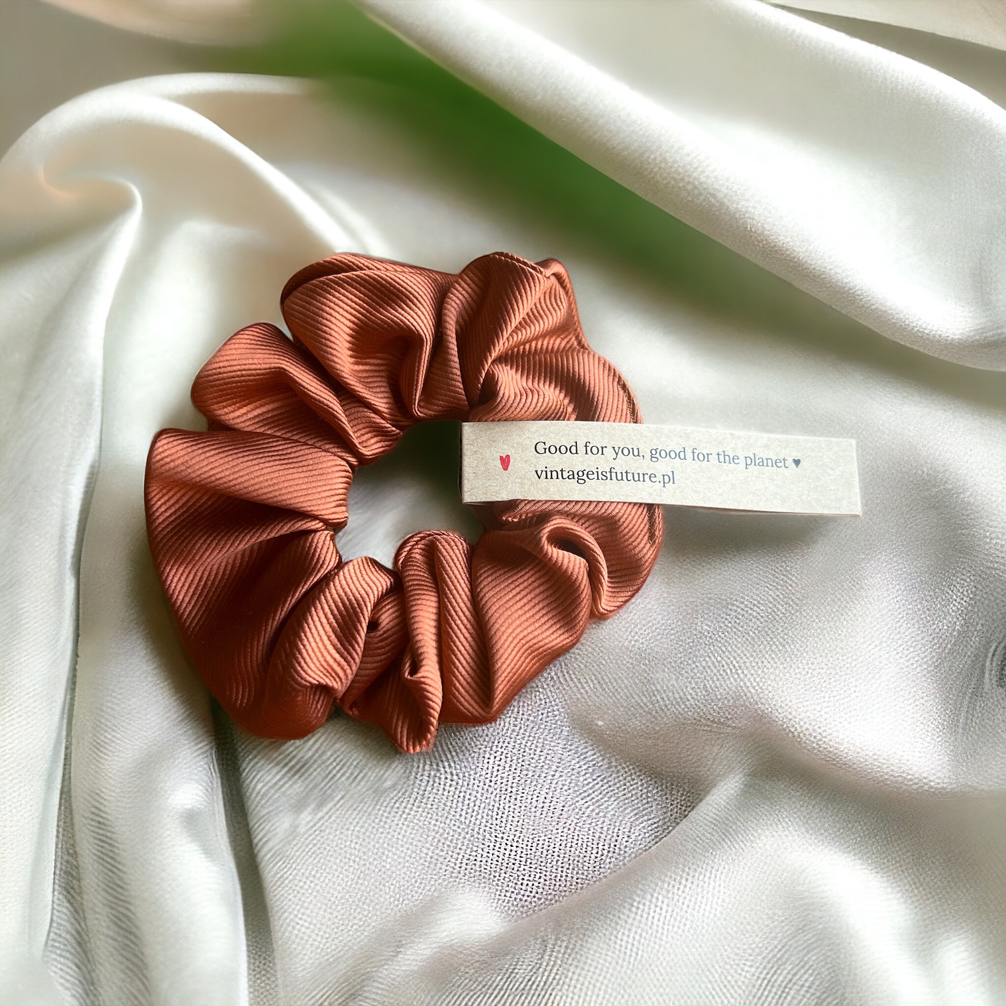 Jedwabna gumka do włosów scrunchie PREMIUM Terracotta Ripple