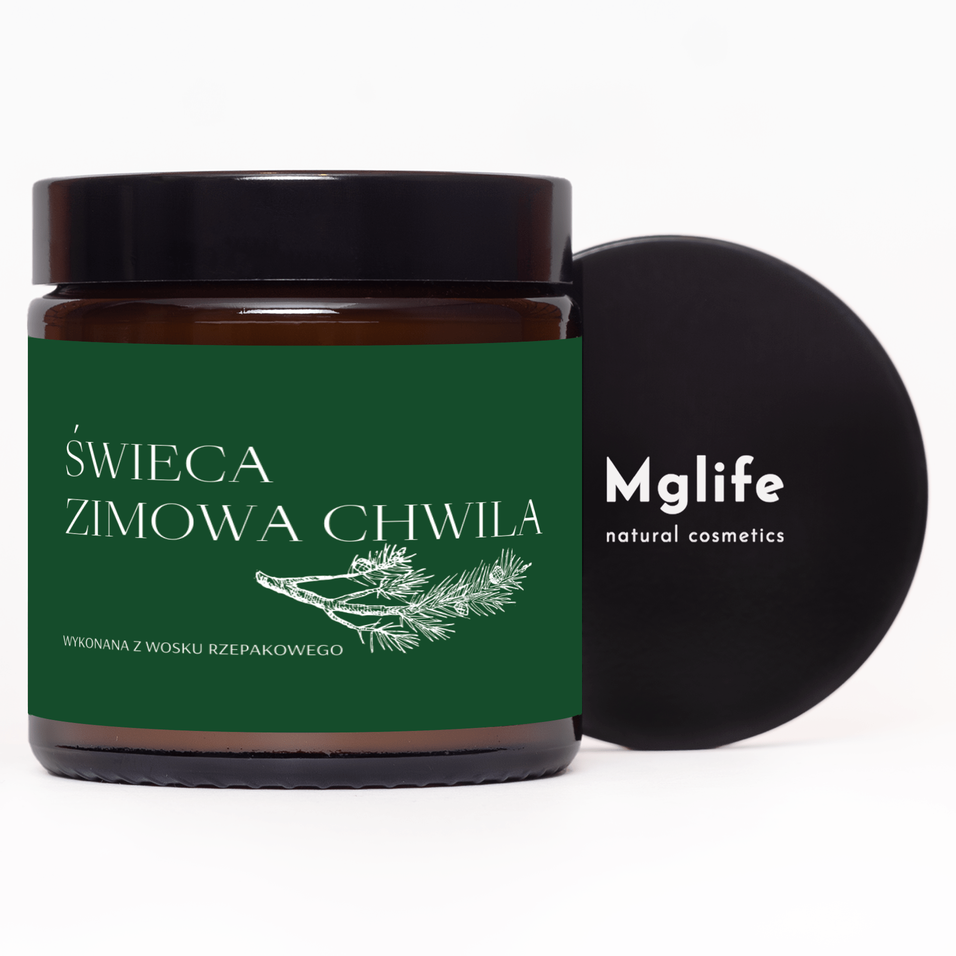 Świeca zimowa chwila | 120 ml | wosk rzepakowy | sosna cedr bursztyn | Mglife