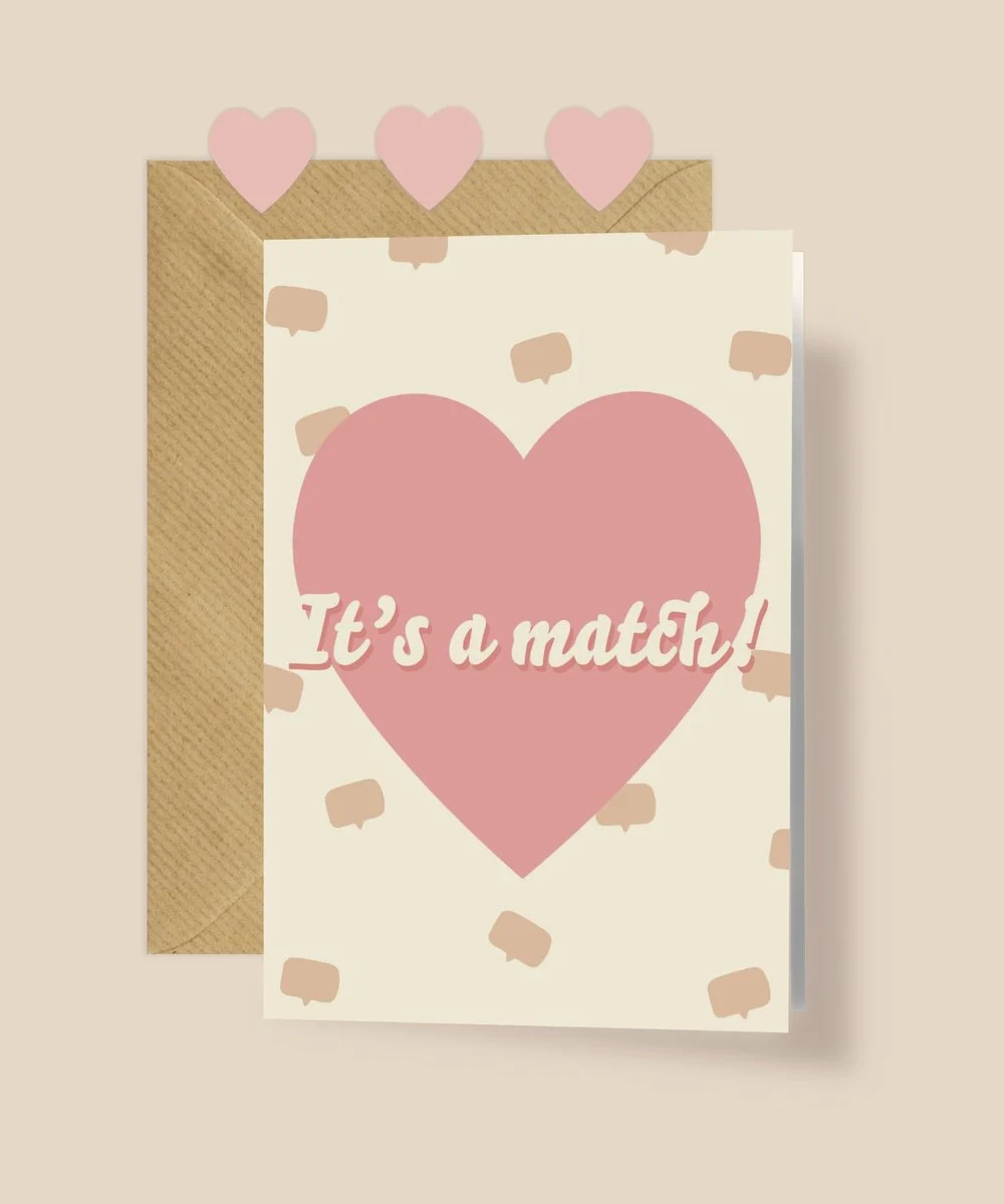 Kartka okolicznościowa "It's a match!" | Pink Pug