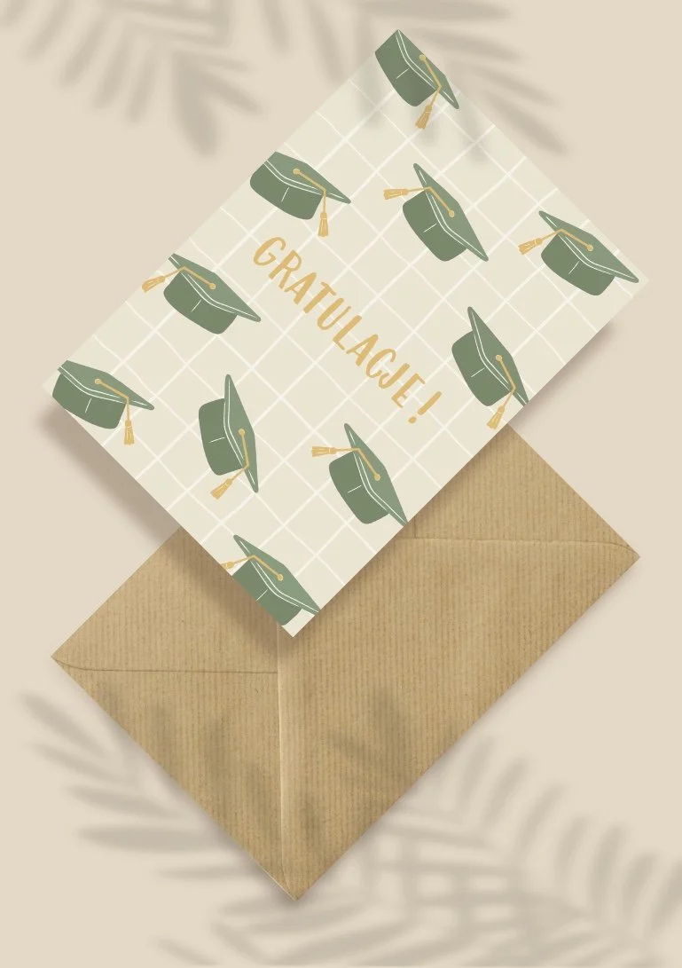 Kartka okolicznościowa "Gratulacje!" dla absolwentów | Pink Pug