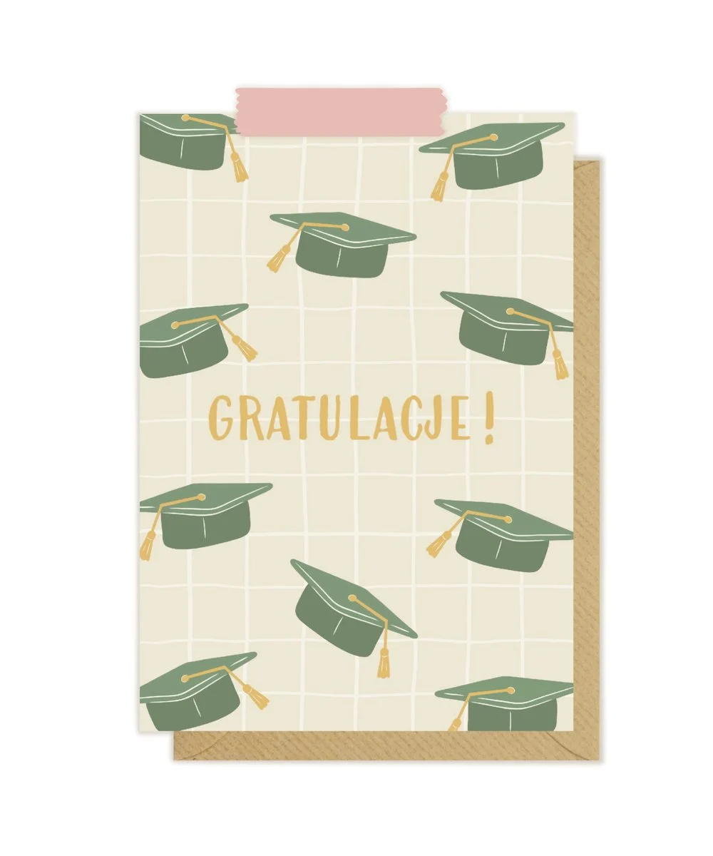 Kartka okolicznościowa "Gratulacje!" dla absolwentów | Pink Pug