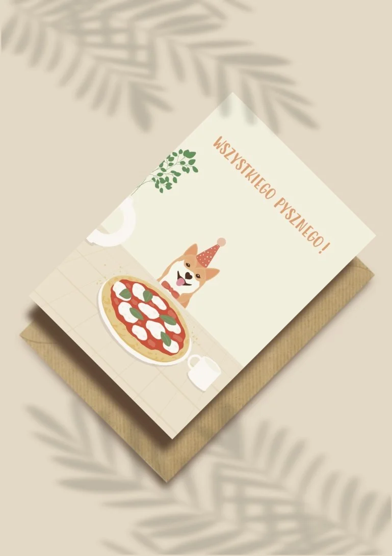 Kartka okolicznościowa "Wszystkiego pysznego!" | Pink Pug