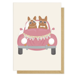 Kartka okolicznościowa "Para Młoda - buldożki francuskie" | Pink Pug