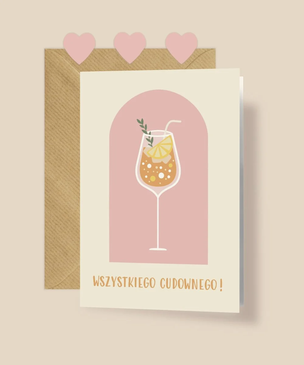 Kartka okolicznościowa "Wszystkiego cudownego!" Aperol | Pink Pug