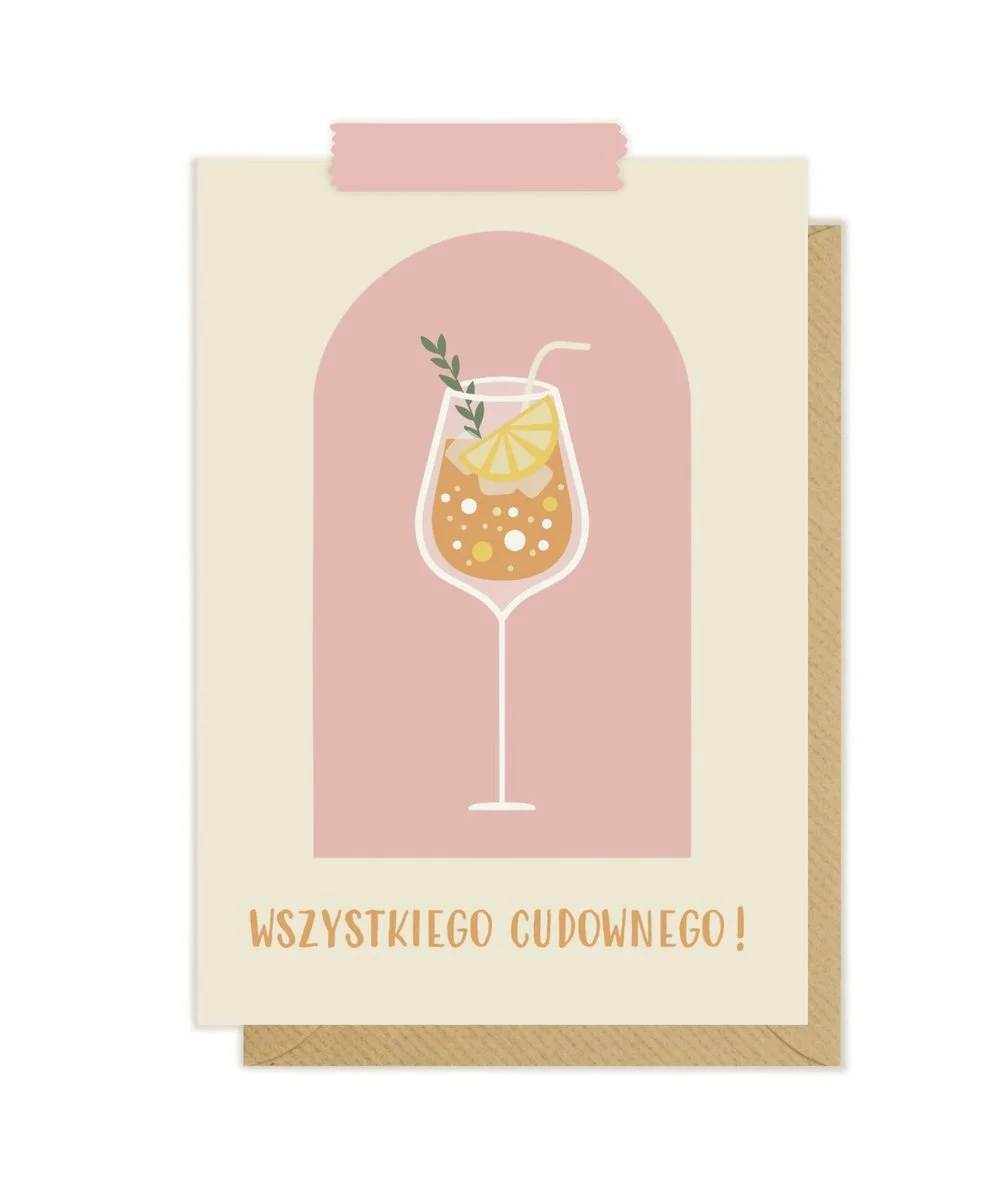 Kartka okolicznościowa "Wszystkiego cudownego!" Aperol | Pink Pug