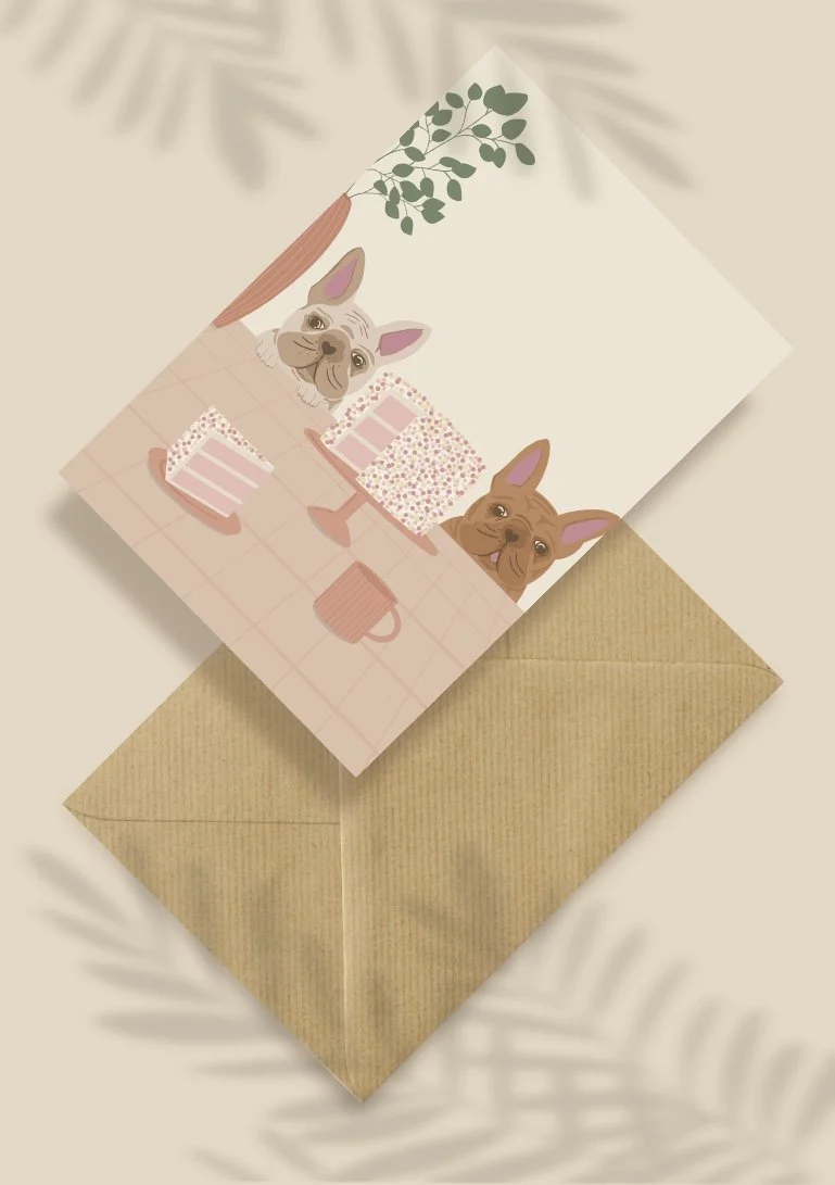 Kartka okolicznościowa "Buldożki przy Torcie" | Pink Pug