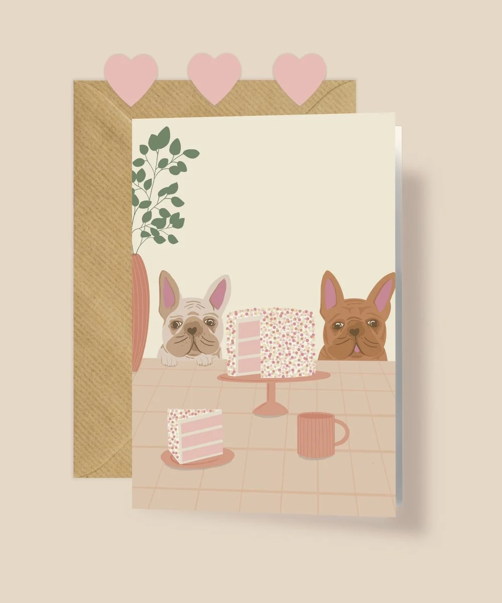 Kartka okolicznościowa "Buldożki przy Torcie" | Pink Pug