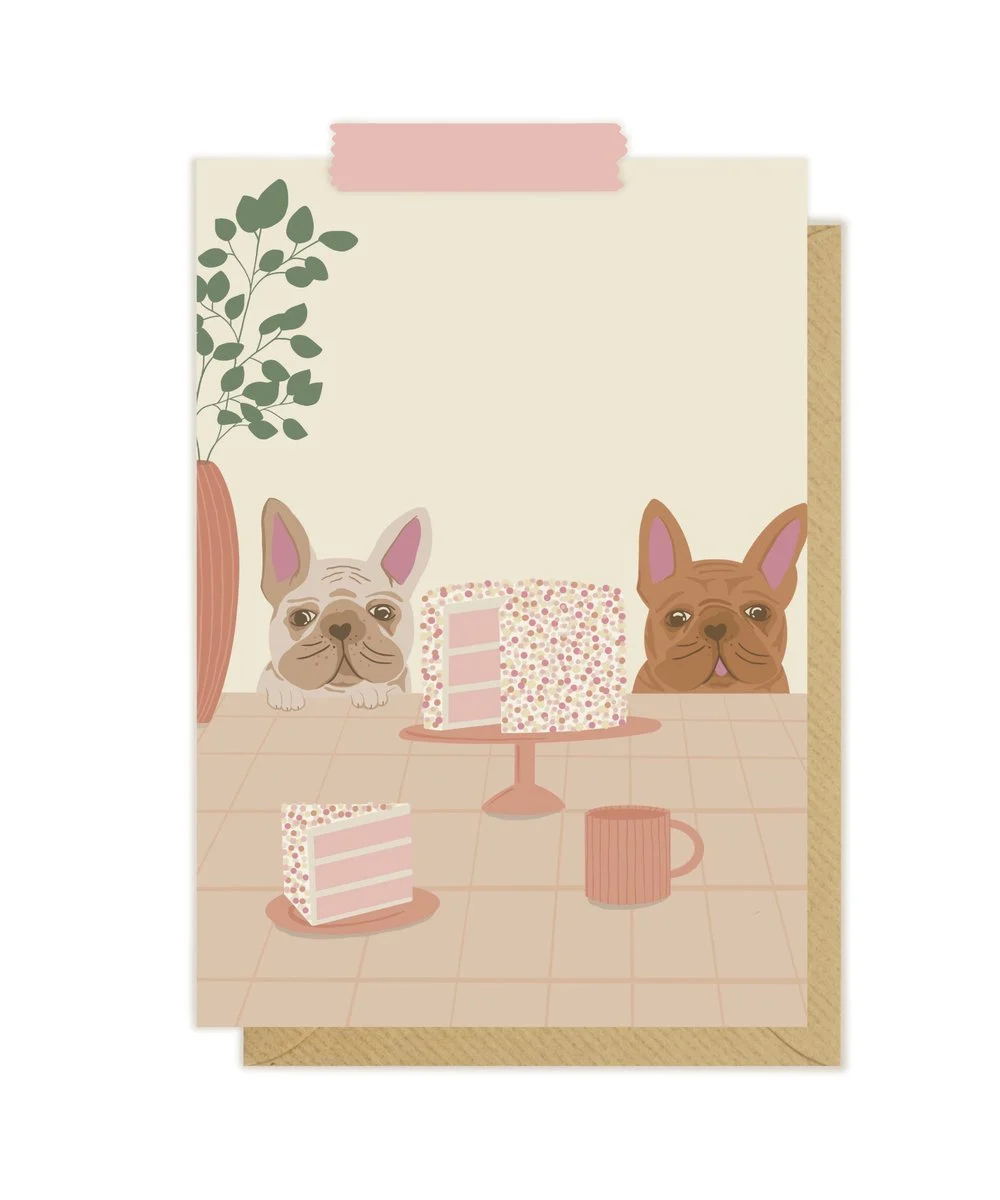 Kartka okolicznościowa "Buldożki przy Torcie" | Pink Pug