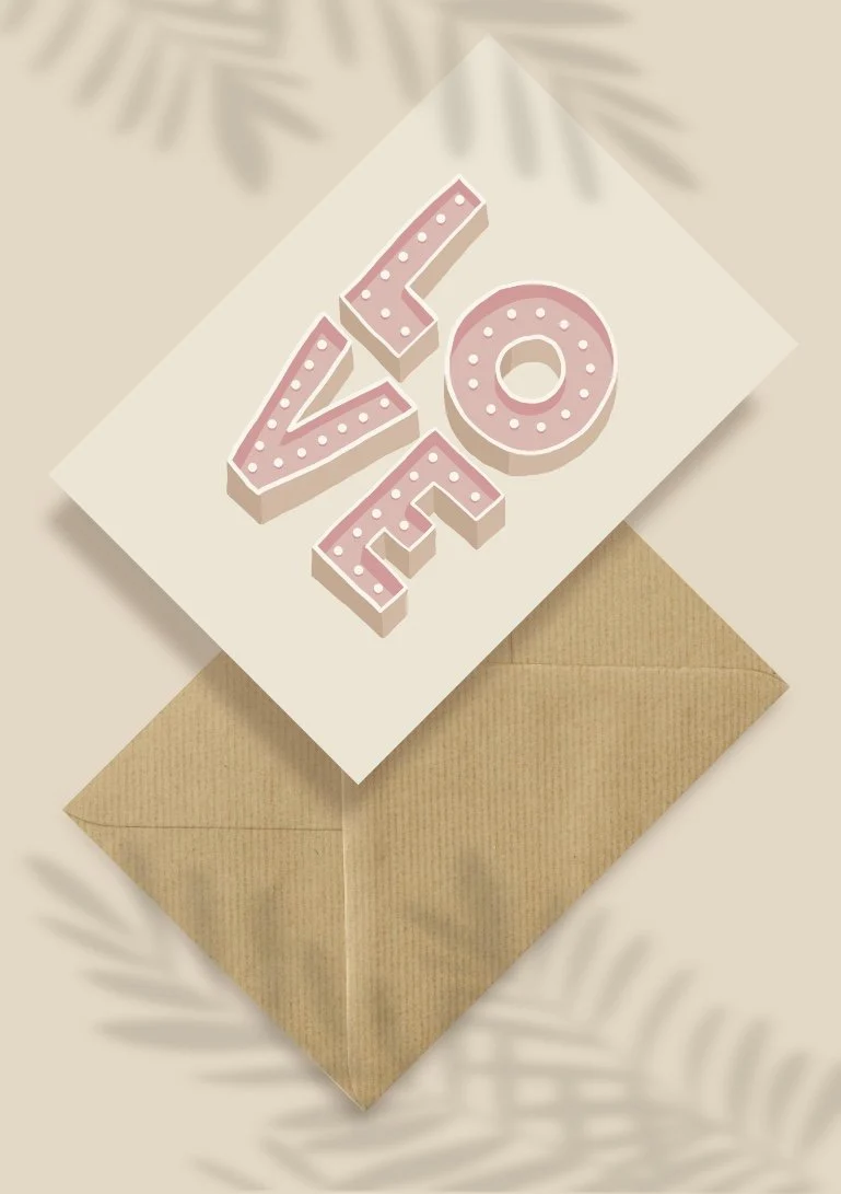 Kartka okolicznościowa "LOVE" | Pink Pug