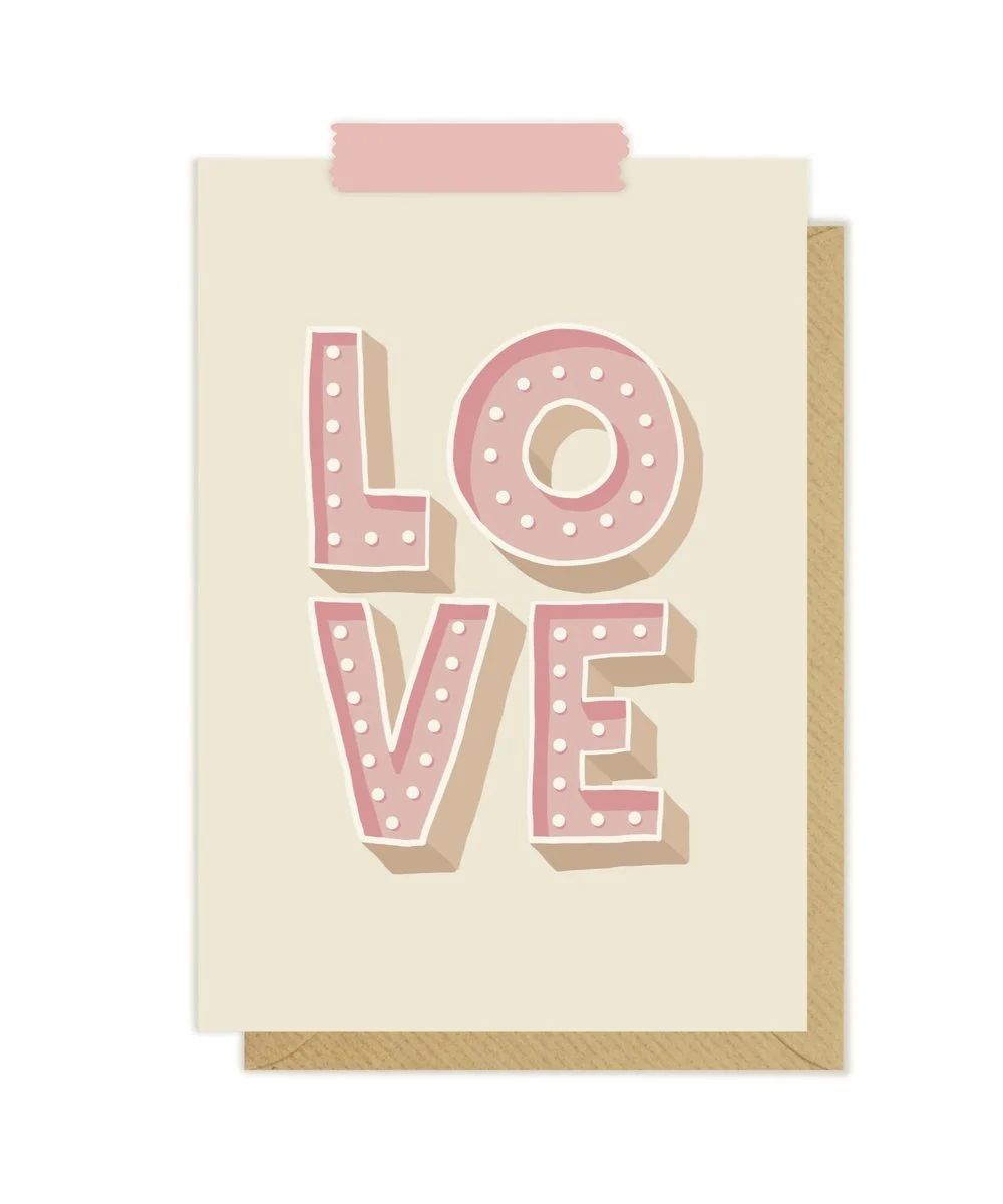 Kartka okolicznościowa "LOVE" | Pink Pug