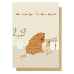 Kartka okolicznościowa "All I Want For Christmas Is Food" | Pink Pug