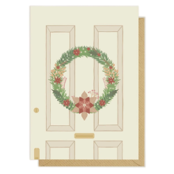 Kartka okolicznościowa "Świąteczny Wianek na Drzwiach" | Pink Pug
