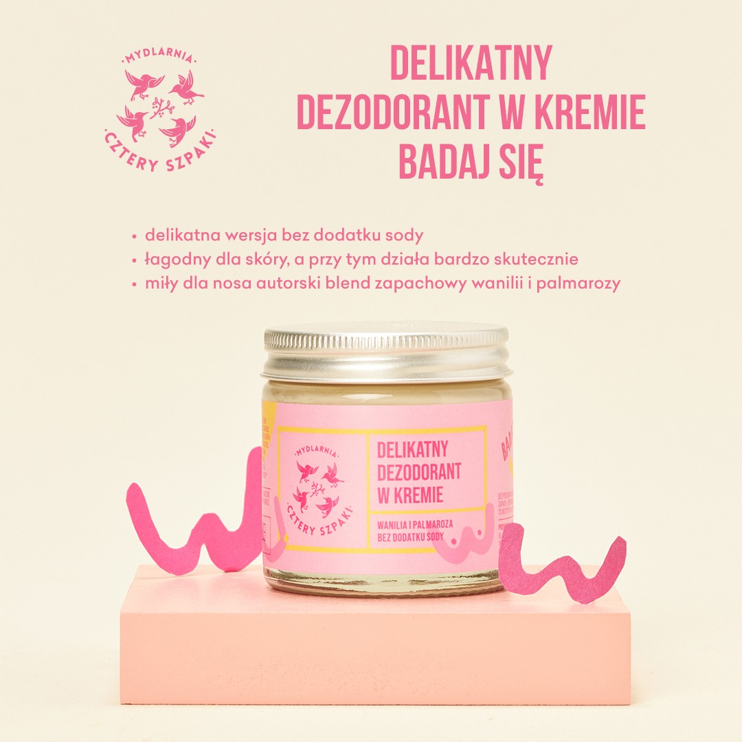 Delikatny dezodorant w kremie BADAJ SIĘ | 60ml | 4 szpaki