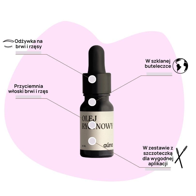 Olej rycynowy do brwi i rzęs ze szczoteczką | 10 ml | auna pure