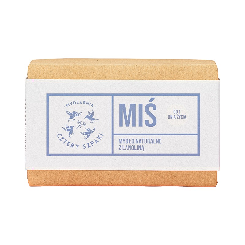 Miś z lanoliną | Naturalne Mydło w Kostce | 110 g | 4 Szpaki