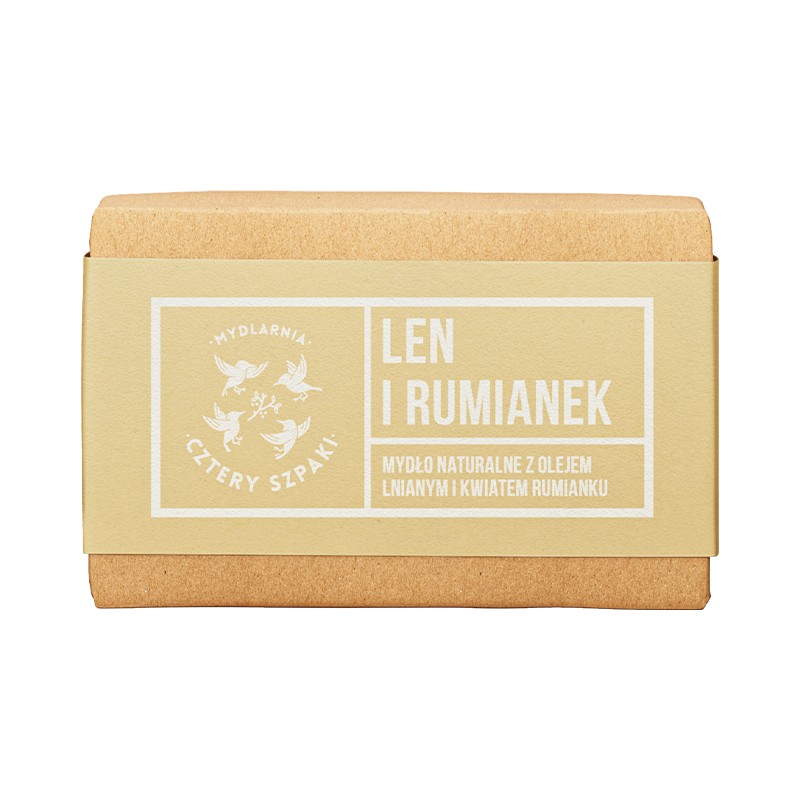 Len i Rumianek | Naturalne Mydło w Kostce | 110 g | 4 Szpaki
