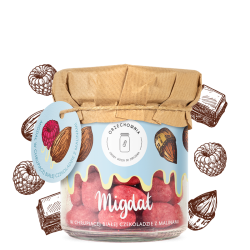Migdały w białej czekoladzie z malinami | 150 g | Orzechownia