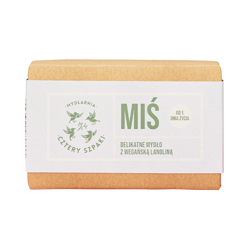 Miś z wegańską lanoliną | Naturalne Mydło w Kostce | 110 g | 4 Szpaki