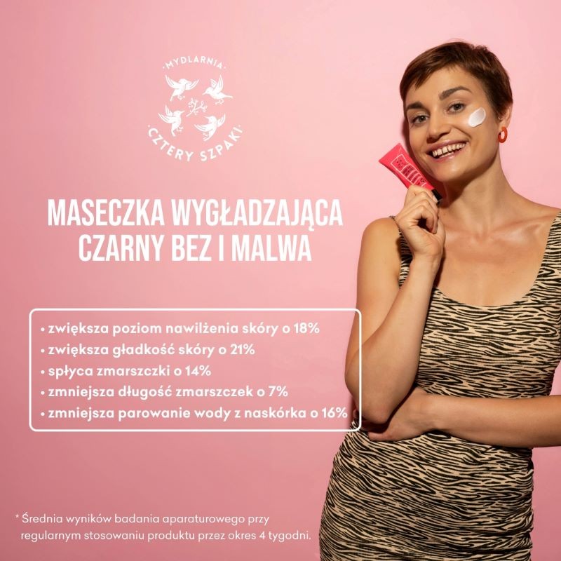Maseczka wygładzająca czarny bez i malwa | 50ml | 4 szpaki
