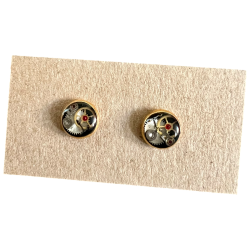 Kolczyki wkrętki pozłacane "Steampunk Drops" | WatchThis!