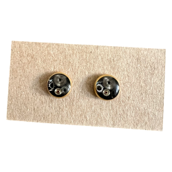 Kolczyki wkrętki pozłacane "Tiny Timekeepers" | WatchThis!