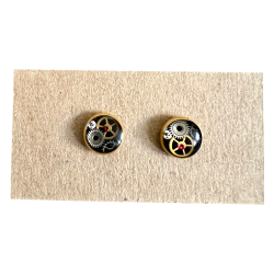 Kolczyki wkrętki pozłacane "Gear Bloomers" | WatchThis!